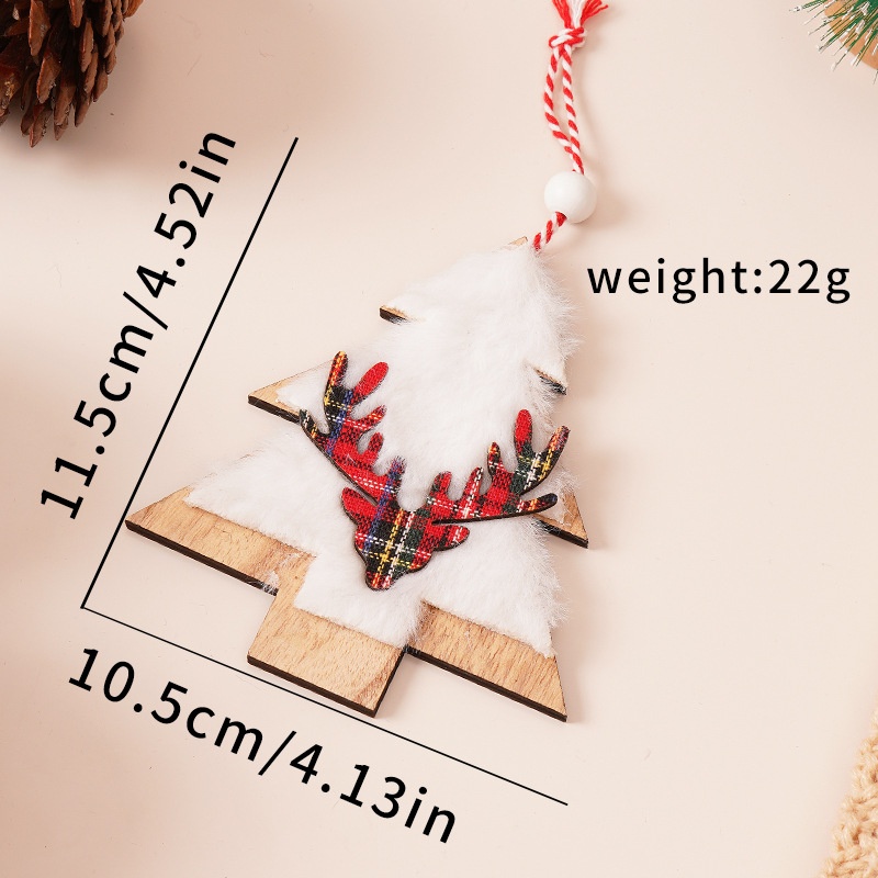 Christmas Wooden Plush Decorations - Heart, Star, Tree, Deer Shape Ornaments for Xmas Tree — image 9