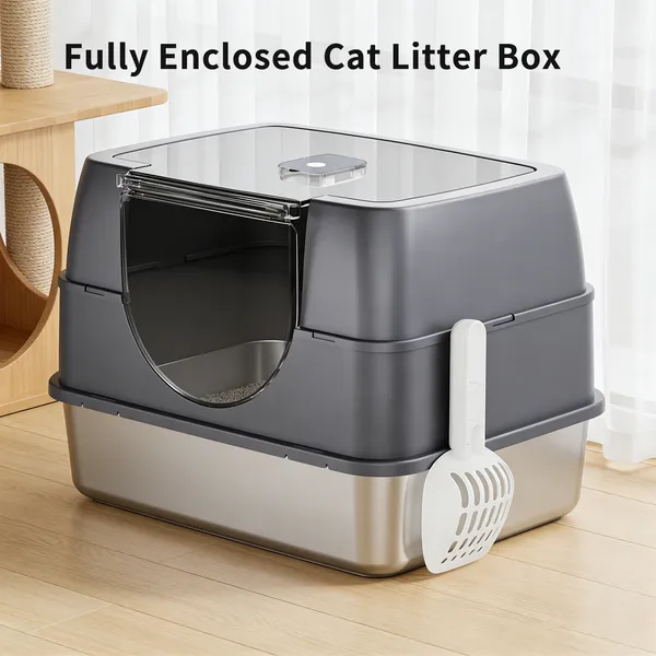 Caja de Arena para Gatos de Acero Inoxidable Totalmente Sellada Blanco - 2025 Mejor Elegido, Bloqueo de Olor, Sin Espolvorear, Limpieza Fácil — imagen 7