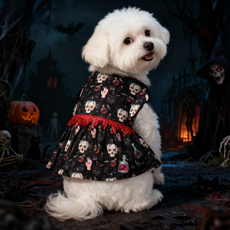 Halloween Pet Dog Costume Skull Bat Blood Drop Dress — image 3