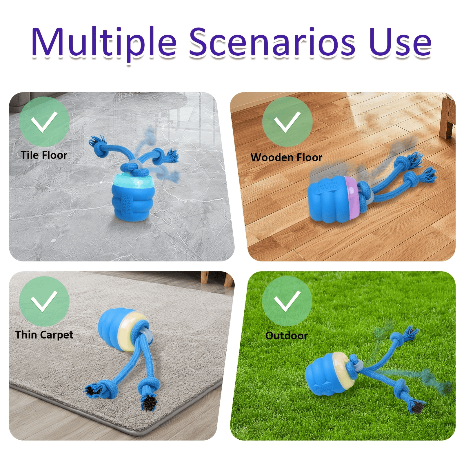 Upgraded Smart Interactive Dog Toy Ball Boosts Intelligence Fitness For Small Medium Large Dogs Fits Indoor Hardwood Floors Outdoor Carpet Randomly Comes With 1 Spare Chew Rope — image 5