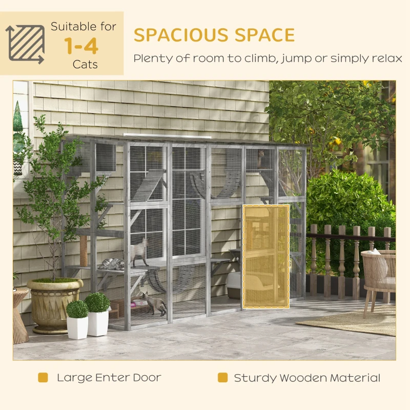 Playground Cat Window Box Outside Enclosure For Multiple Cats W Shelves & Bridges, Gray — image 5