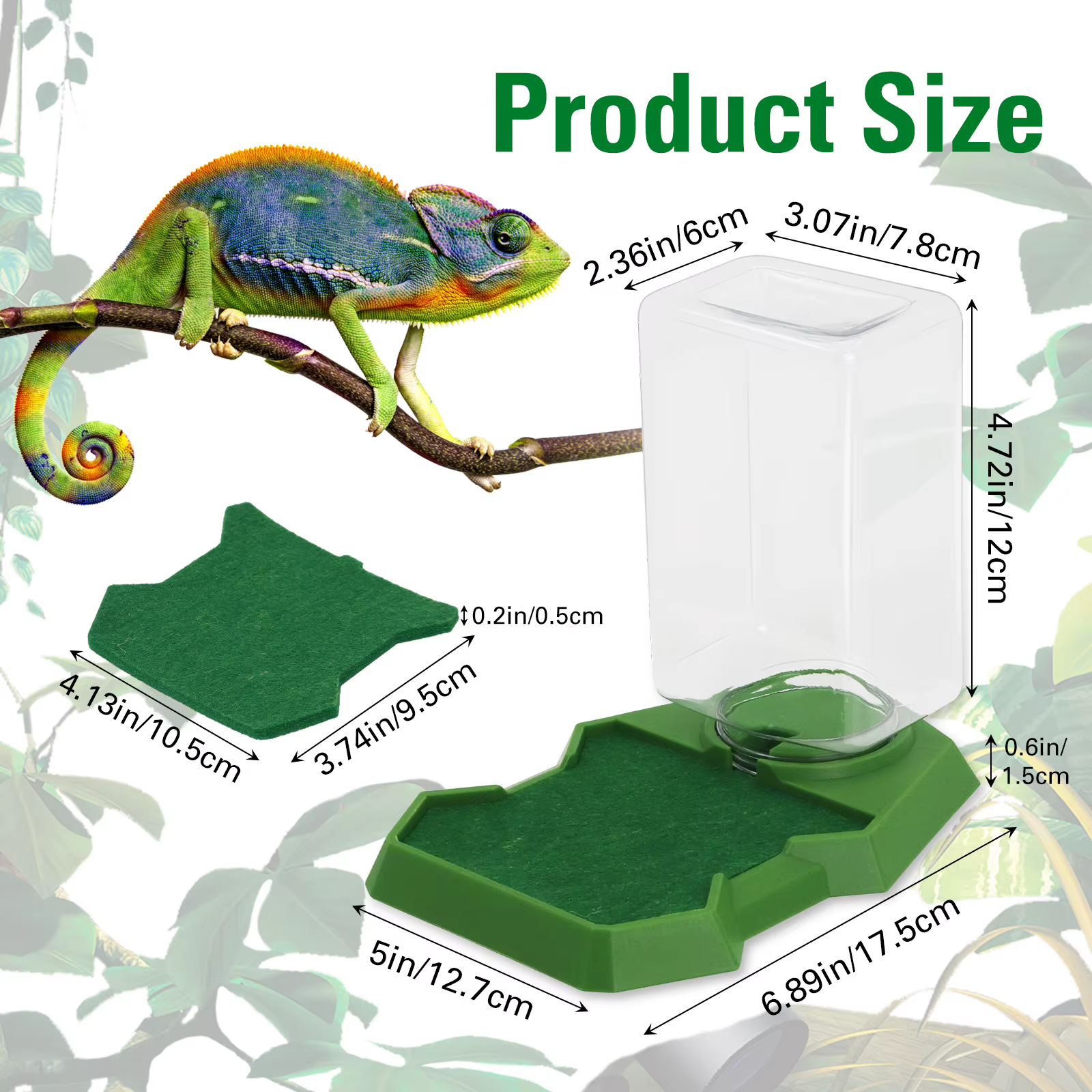 Reptile Automatic Water Drinker Feeder with Absorbent Cotton Drinking Bowl for Pet Lizard Terrariums and Habitats Drink Bottle — imagen 2