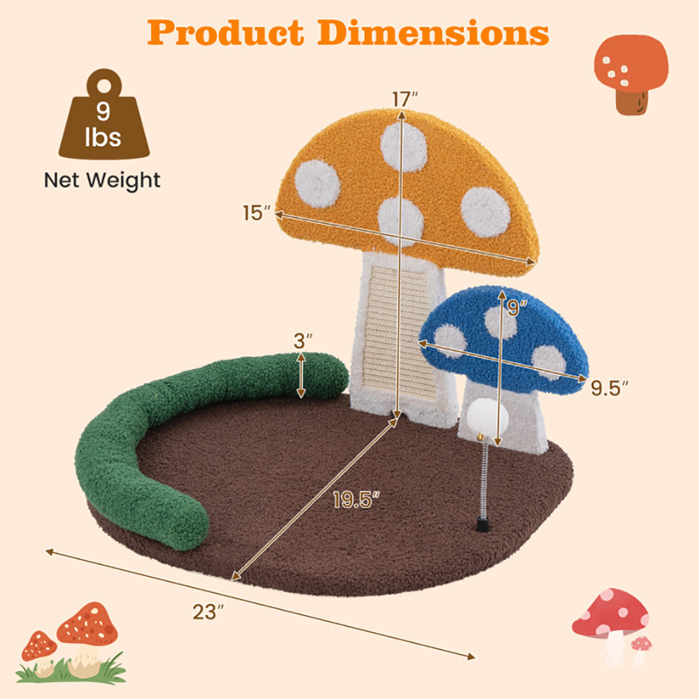 Mushroom Cat Bed Cat Claw Scratcher With Wide Bed And Sisal Scratch Panel — image 8