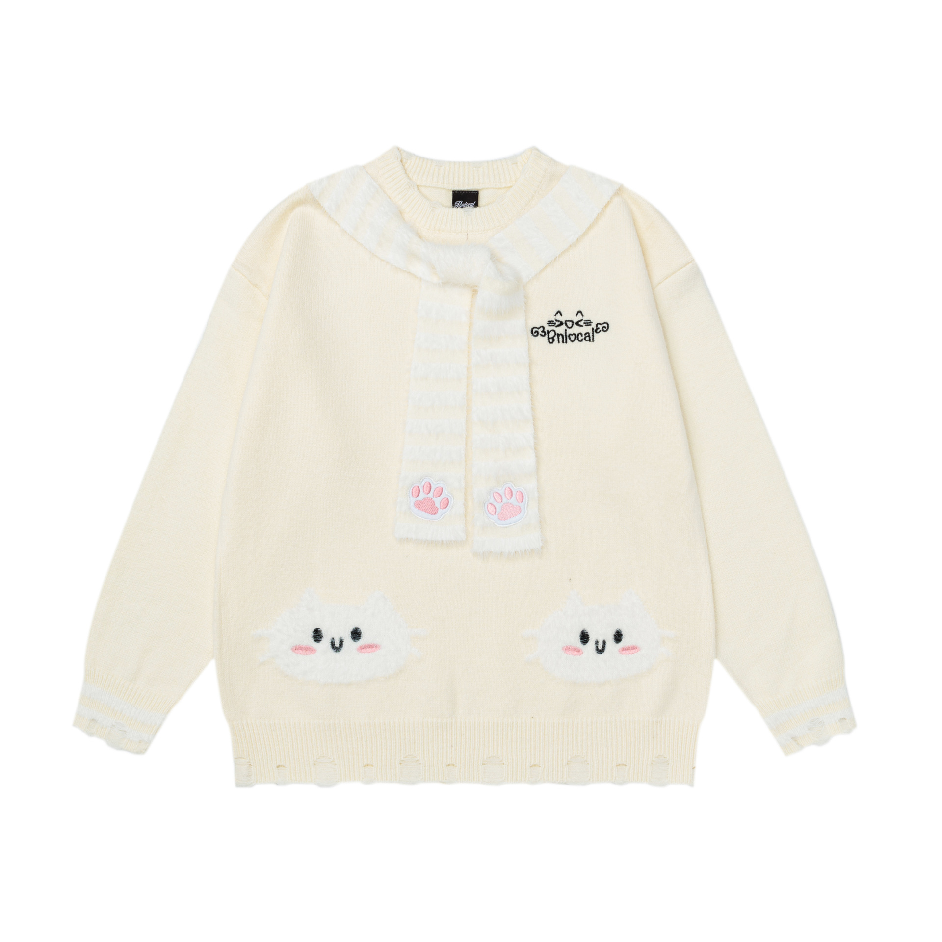 Striped scarf kitten jacquard sweater — image 4