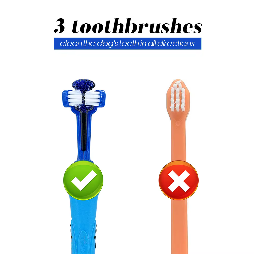 Dog Toothbrush Soft Pet Cat Toothbrush withThree Sided Dogs Rubber Tooth Brush Bad Breath Tartar Teeth Tool Pet Accessories — image 3