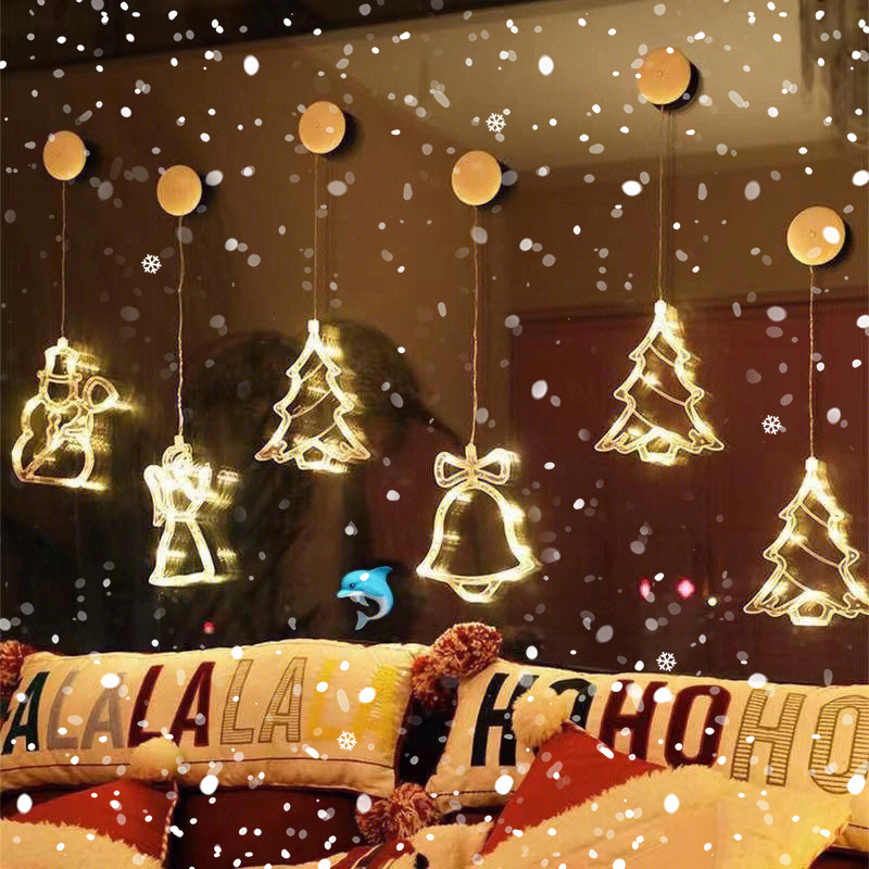 Christmas Decoration Scene Tree Setup Suction Cup Lights Mini Ornaments Holiday Decor Reindeer Small Props Hanging Decor — image 2