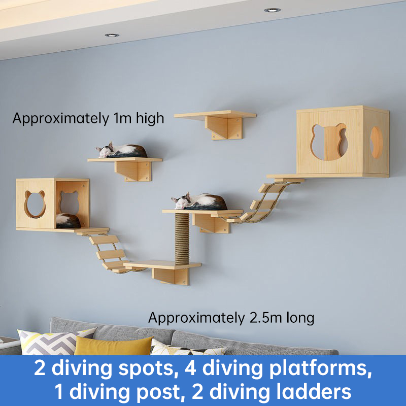 Hammaca para gatos en la pared & Pilar de rascar con sisal - Conjunto de estantes para gatos, árbol de escalada y cama para gatos en interiores — imagen 1