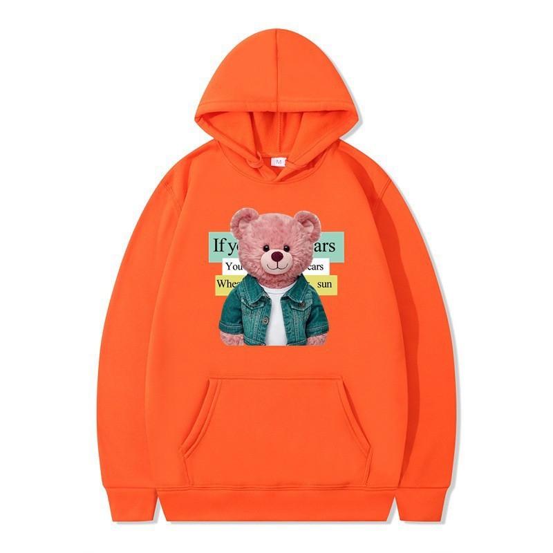 Bear Print Women's Long Sleeve Hooded Sweatshirt Bulk — image 17