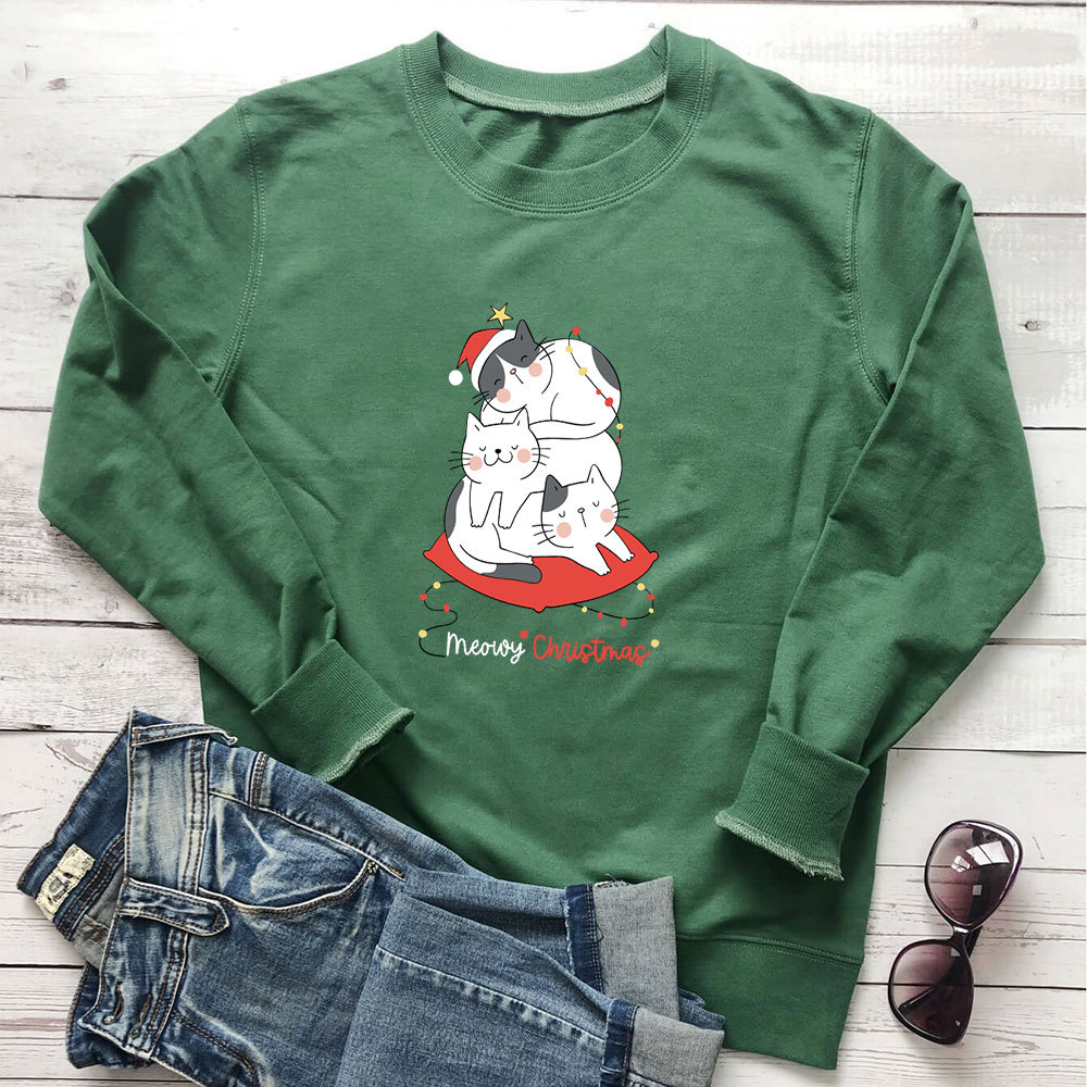 Letter printed cat long sleeved hoodie — image 6