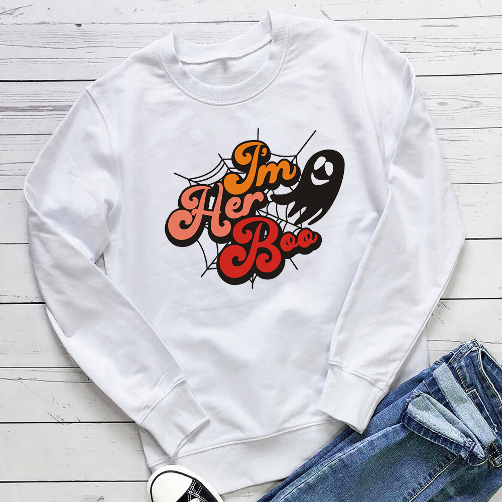 IM HER BOO letter spider web printed hoodie — image 3