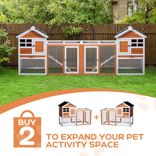 House Type With Running Ladder, Orange-red, Wooden Chicken Rabbit Cage — image 5