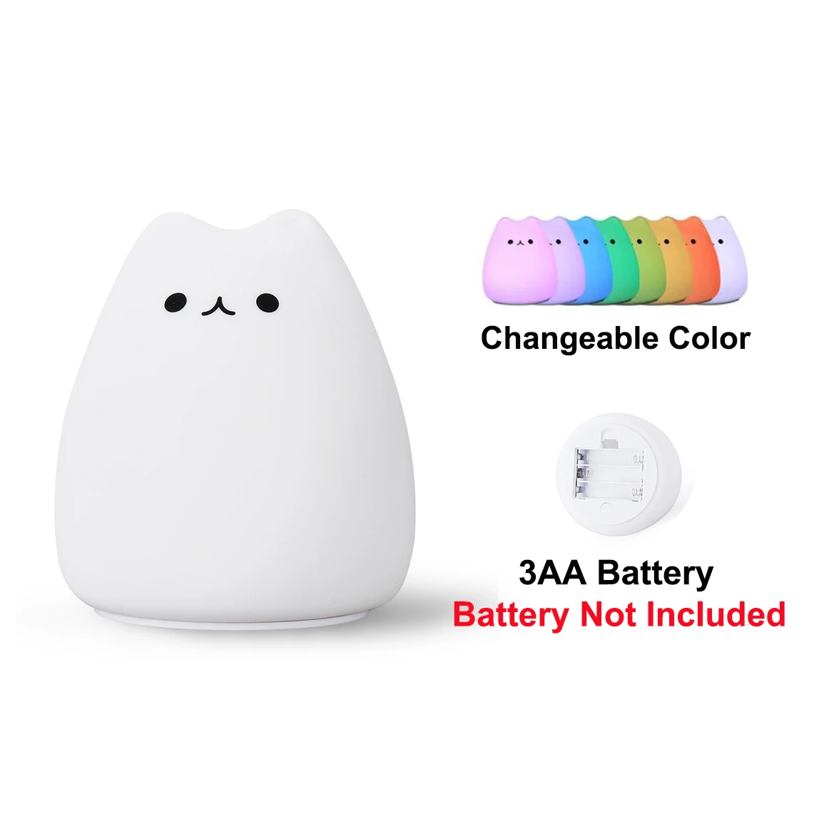 Touch Night Light Colorful Cat Silicone Animal Light Led Cartoon Lamp Bedroom Decoration Lights Bedside Lighting — image 6