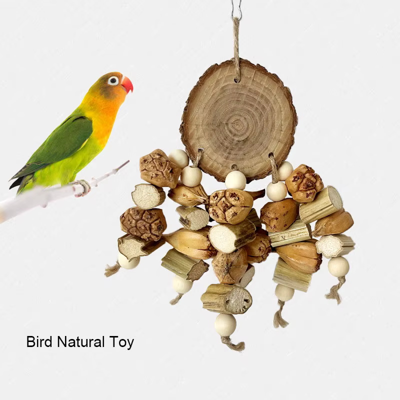 Natural Material Pet Parrot Toy Bird Swing Exercise Grinding Biting Wooden Toys Pet Parrot Macaw Hammock Bird Toy — image 2