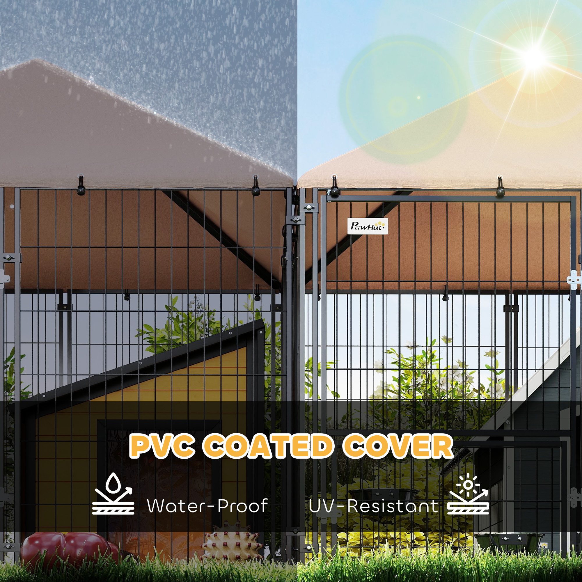 Gran Caja de Perro al Aire Libre con 2 Habitaciones, Tazas Rotativas y Altura Ajustable, 13.5 x 9.4 x 5.1 — imagen 8