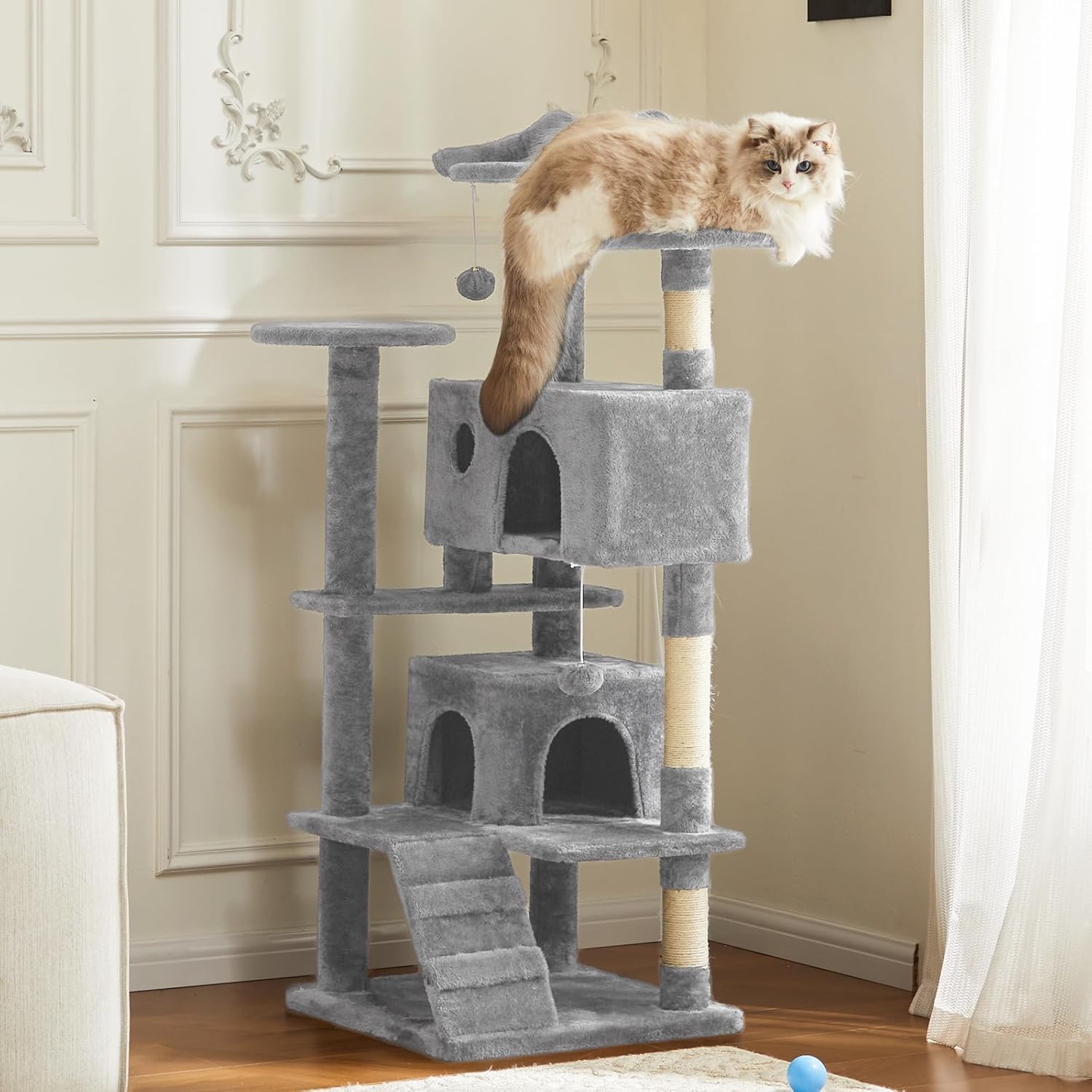 54 -Cat Tree Tower - Multi-level With Sisal Grab Post, Indoor Apartment With Ladder, Plush Toys, Rest And Play — image 8