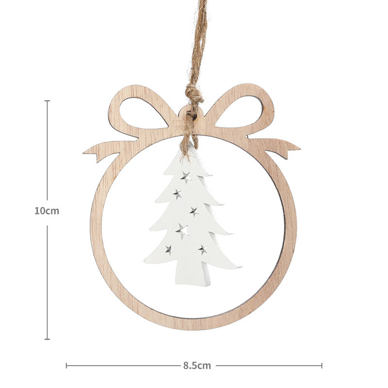 Christmas decorations, wooden Christmas hollowed out Christmas tree ornaments, wooden five pointed star reindeer snowflake ornaments — image 7