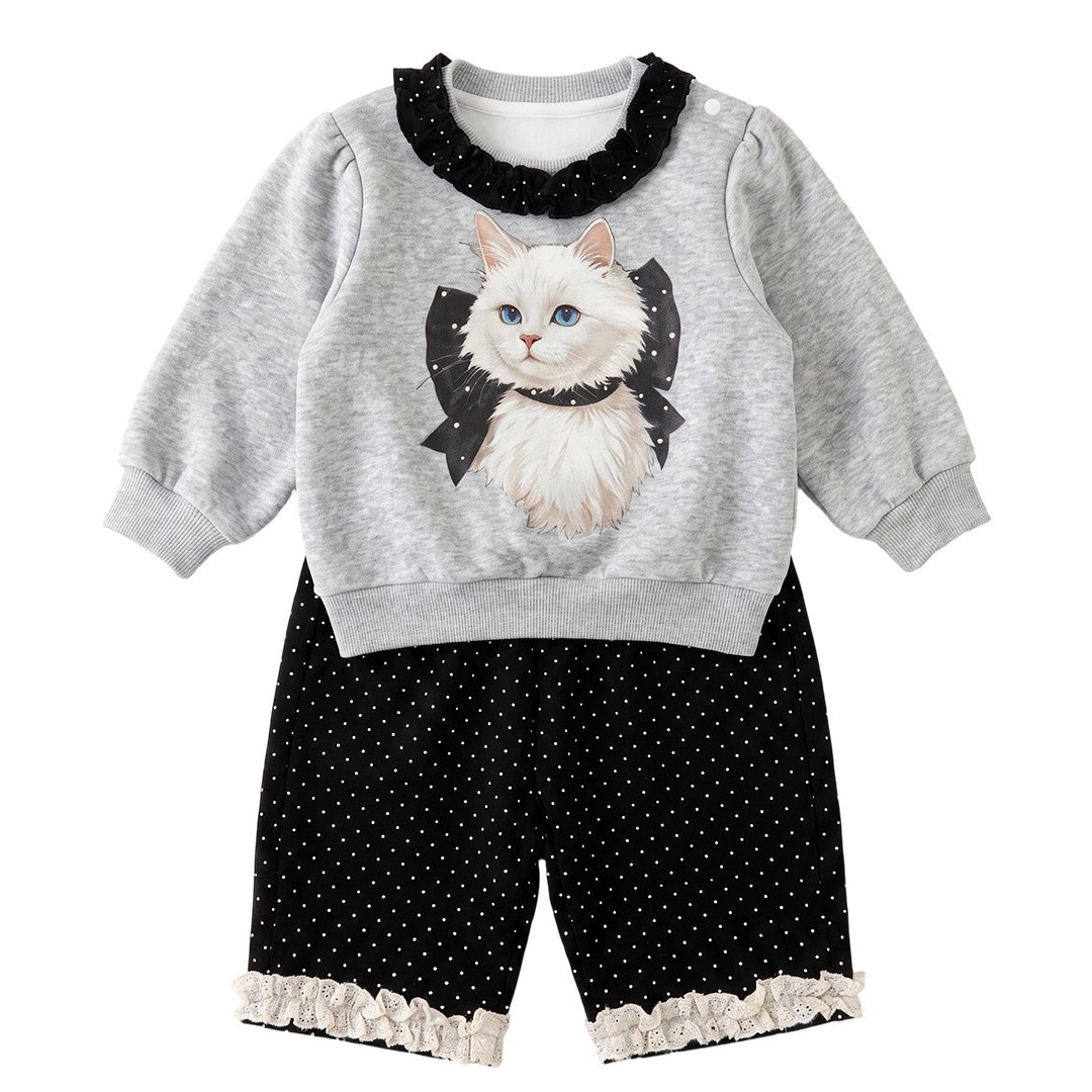 Conjunto de Camiseta y Pantalones con Polos Dónde para Bebés, Vestido de Gato con Manchas en Dos Piezas — imagen 1