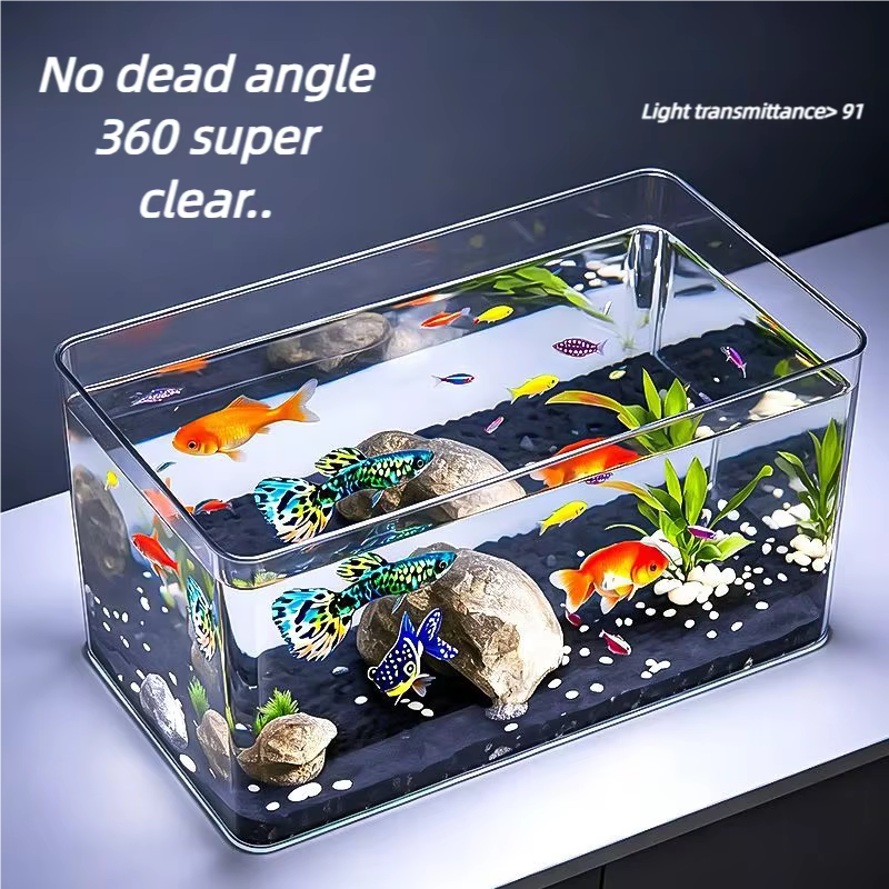 Tanque de Peces en Materiales PET de Alta Transparencia en Varios Tamaños Ideales para Pececitos, Goldfish y Tortugas para Hogar y Oficina — imagen 2
