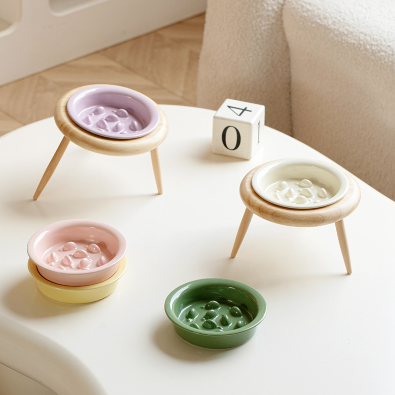 Ceramic Slow Feeding Elevated Cat Bowl Neck Support Cat Food Bowl Pet Ceramic Water Bowl for Cats and Dogs — image 1