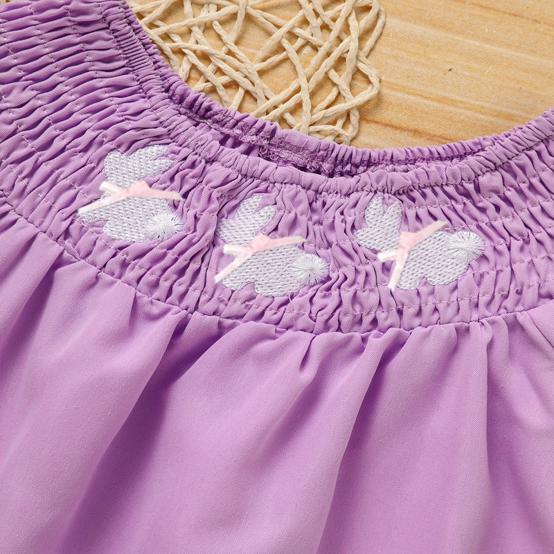 Vestido de Cordero para Niña Pequeña con Manga Rizada, Cuello y Brocado de Conejo para Verano — imagen 17