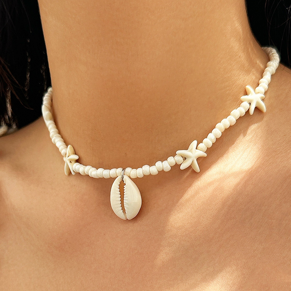 Collar de mariposa de viento para cuello, collar de concha del océano, collar estrella de mar versátil — imagen 10