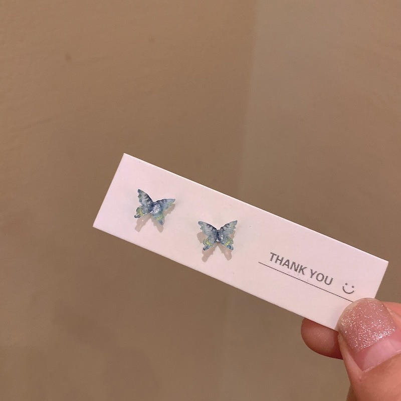 Juego de Pendientes de Mariposa Stereo Fashion Fairy: Pequeños, Simples, de Diseño Niche, Hipoalergénicos, de Celebridad Online — imagen 9