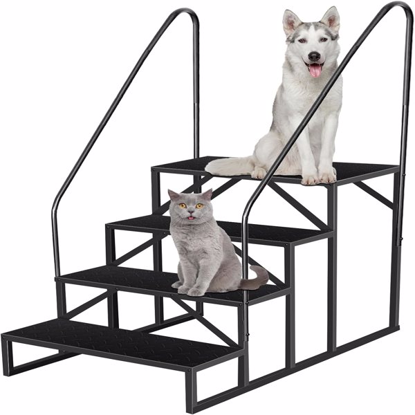Escalera de Pasos para Caravanas, 4 Peldaños con Barra Manual, Escaleras Seguras para Jacuzzis y Piscinas Exteriores, Móvil para Hogar en Ruedas, 660 lbs Capacidad para Estantería Exterior — imagen 1