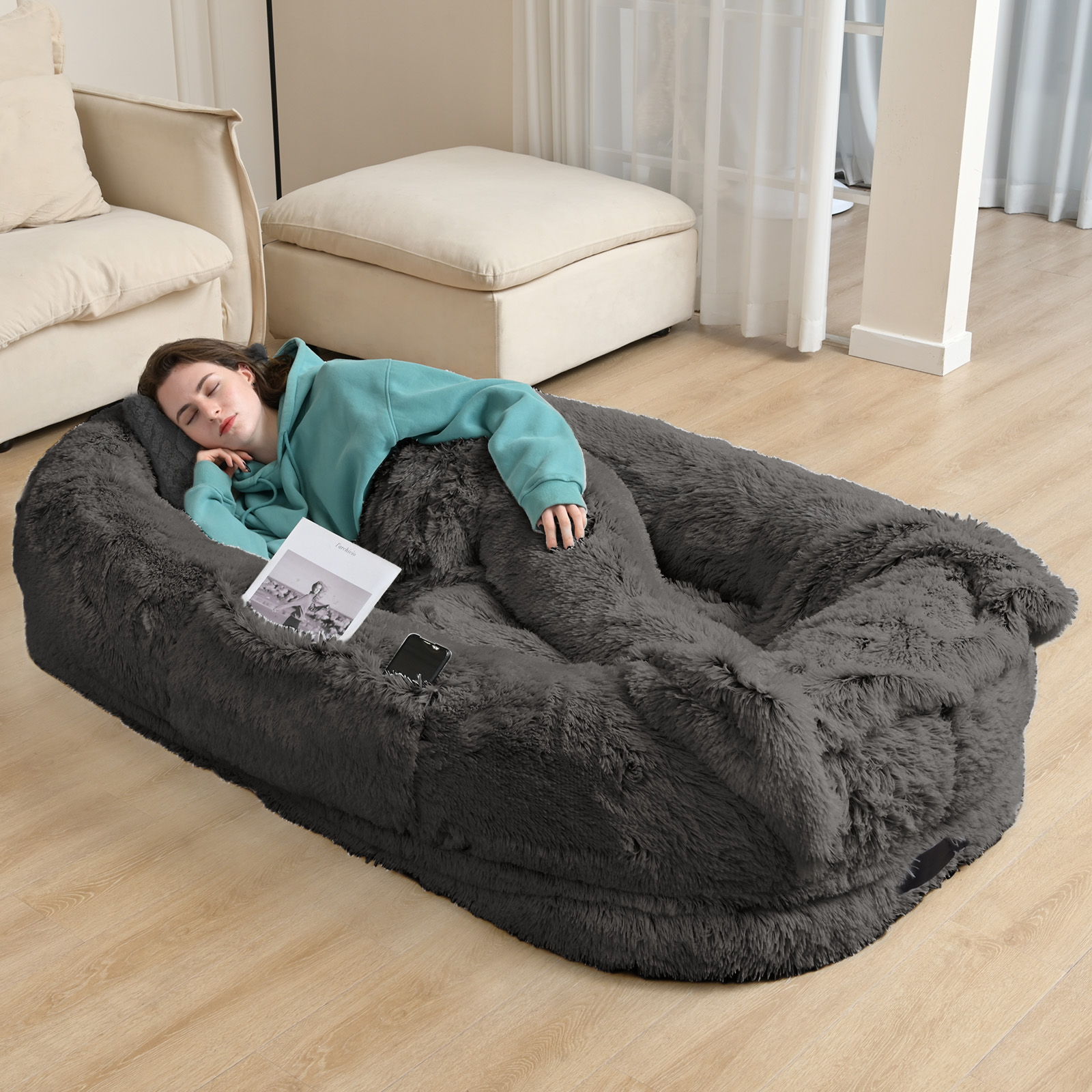 Cama para Adultos y Mascotas de Gran Tamaño: Colchón de Felpa Sofocreado con Soporte Ortopédico — imagen 2