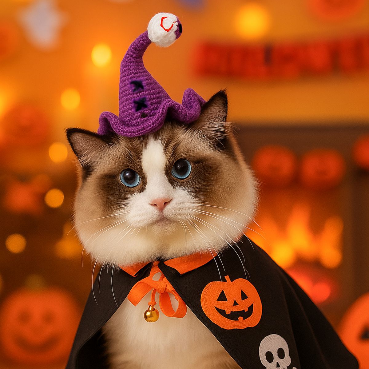 Pet Hat for Dogs and Cats, Halloween Funny Wizard Knitted Hat, Cute Festival Costume Accessory — image 1