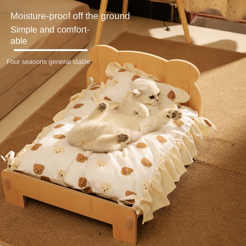 Cat Bed Universal Pet Bed Pet Nest Dog Nest Removable Solid Wood Bed Cute Kitten Princess Bed Pet Supplies — image 4