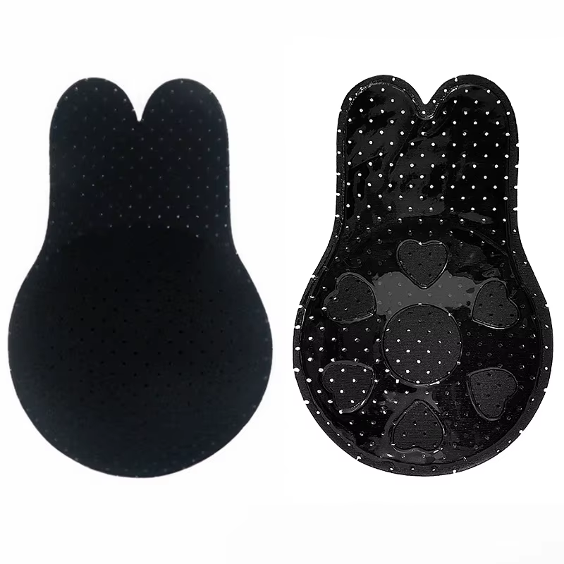 Black(Suits For A/B Cup)Invisible Bra Adhesive Strapless Bra Push Up Backless Sticky Bra Lift Nippleless Covers Rabbit Bra Breast Pasties — image 2