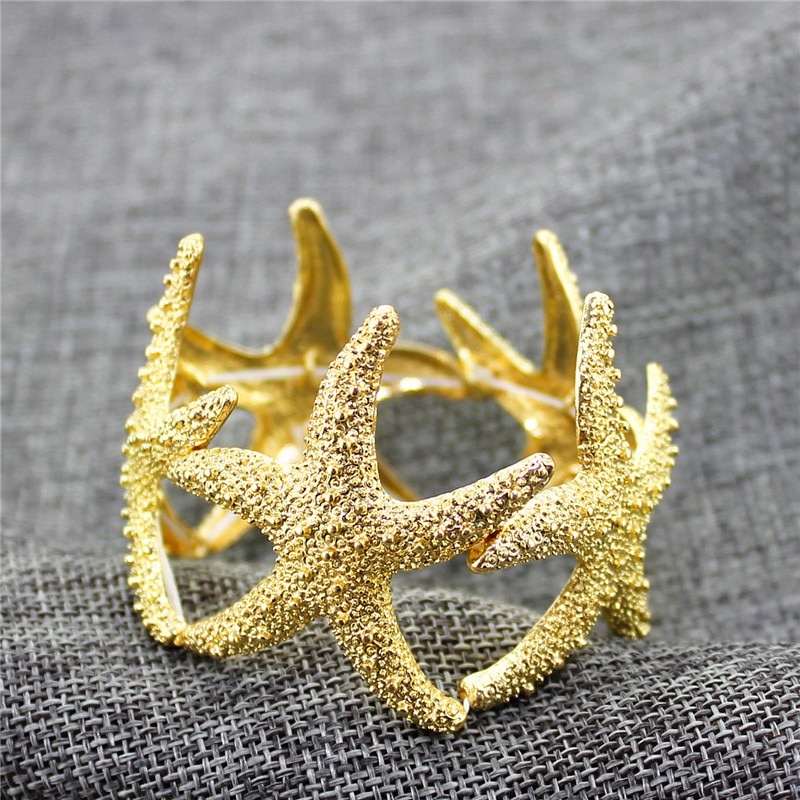 Joyas de moda Accesorio de estrella de mar para mujer elegante, oro simple y fácil — imagen 2
