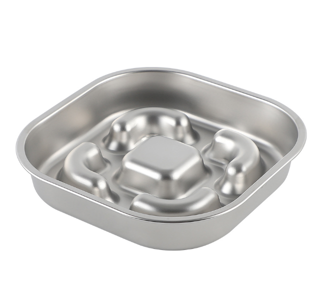 Pet Slow Feeding Food Bowl Slow Down Eating Non-Slip Metal Puzzle Maze Pet Dishes Anti Choke Stainless Steel Pet Bowl Training — image 7