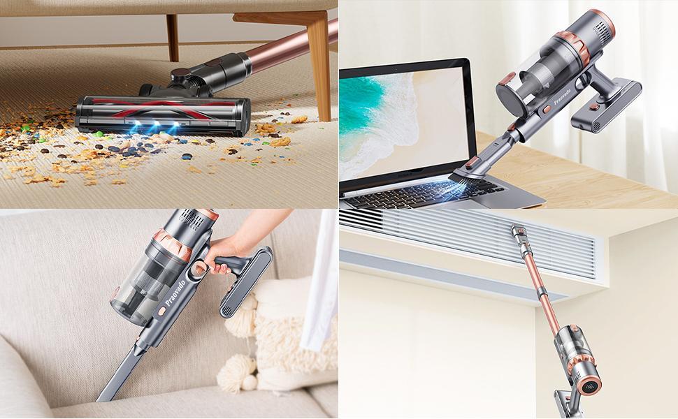 Aspiradora de mano inalámbrica para pelo de mascota con 45KPa de potente succión, pantalla táctil LED, 60 minutos de batería, ligera para el hogar — imagen 8