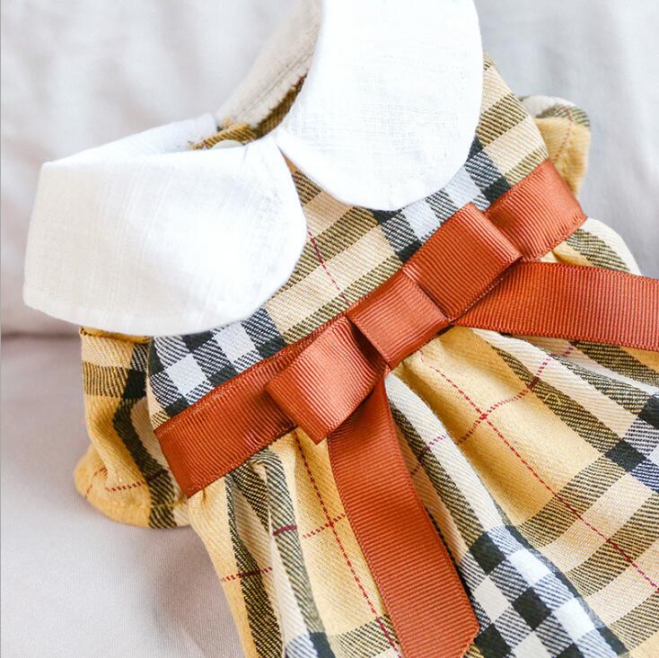 Dog Pet Plaid & Bow Dress Tutu Cat Puppy Checked Shirt Skirt Dresses Spring/Summer Clothes — image 4
