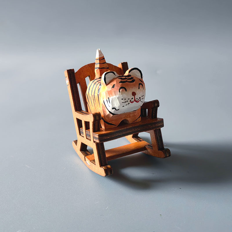 Wooden carving ornaments solid wood handmade carving Shiba Inu kitten decoration — image 16