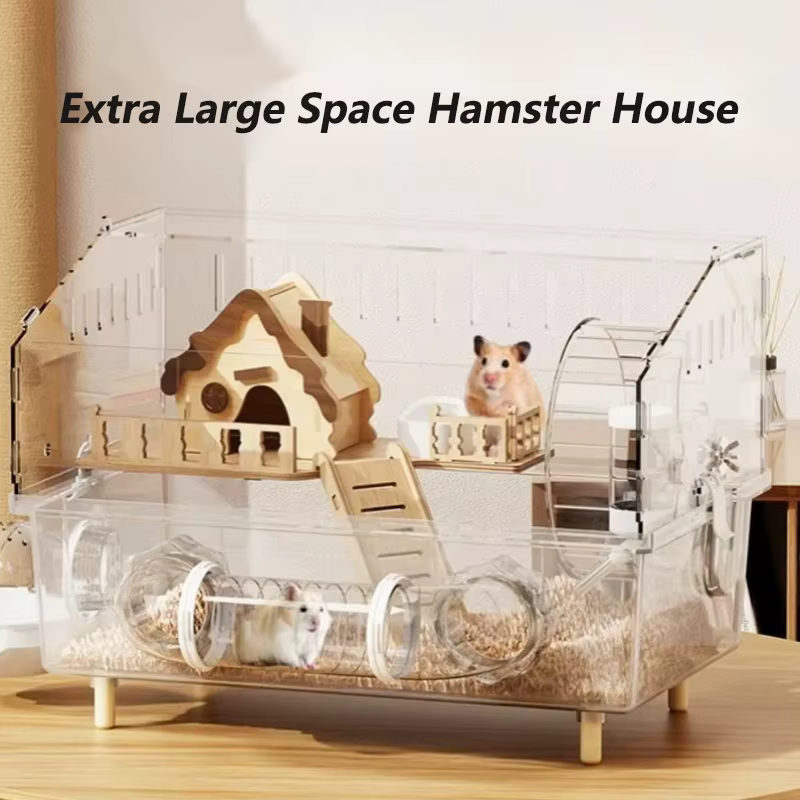 Hamster Cage for Hamster Spacious Clear Acrylic Rodent Home With Accessories Gerbil Mouse Habitat Small Pet Supplies — image 1