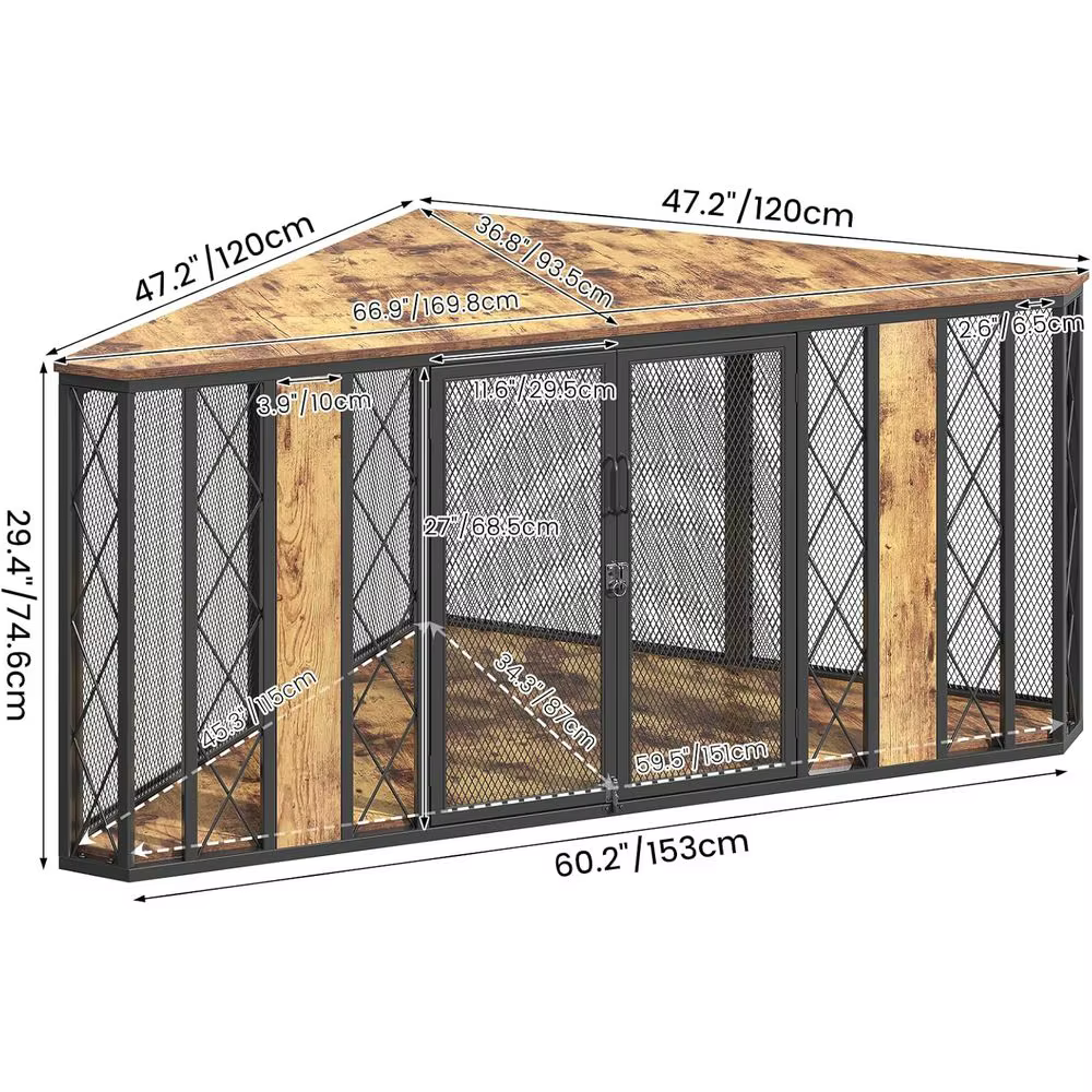 Caja de Perro Grande en Madera Decorativa con 2 Puertas, Comedor para Mascotas y Mesa de Centro para Perros Pequeños a Grandes — imagen 2