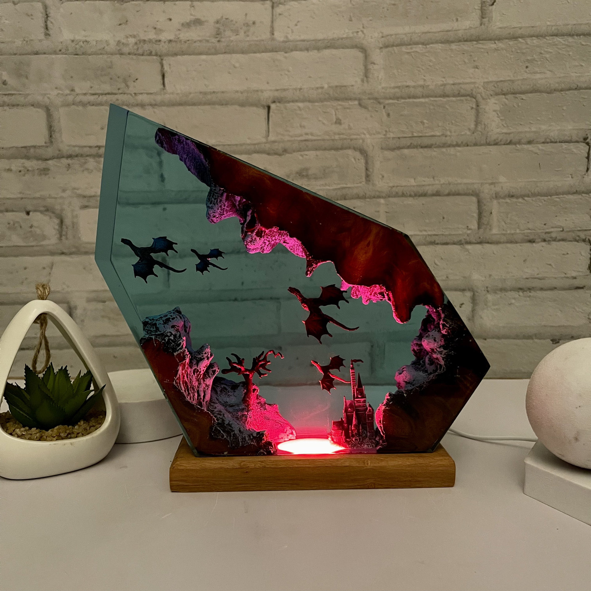 Fire Dragon and Ice Dragon Resin Lamp 3D Dragon Desk Lamp Game of Power Dragon Lamp Lighting Home Decoration — image 6