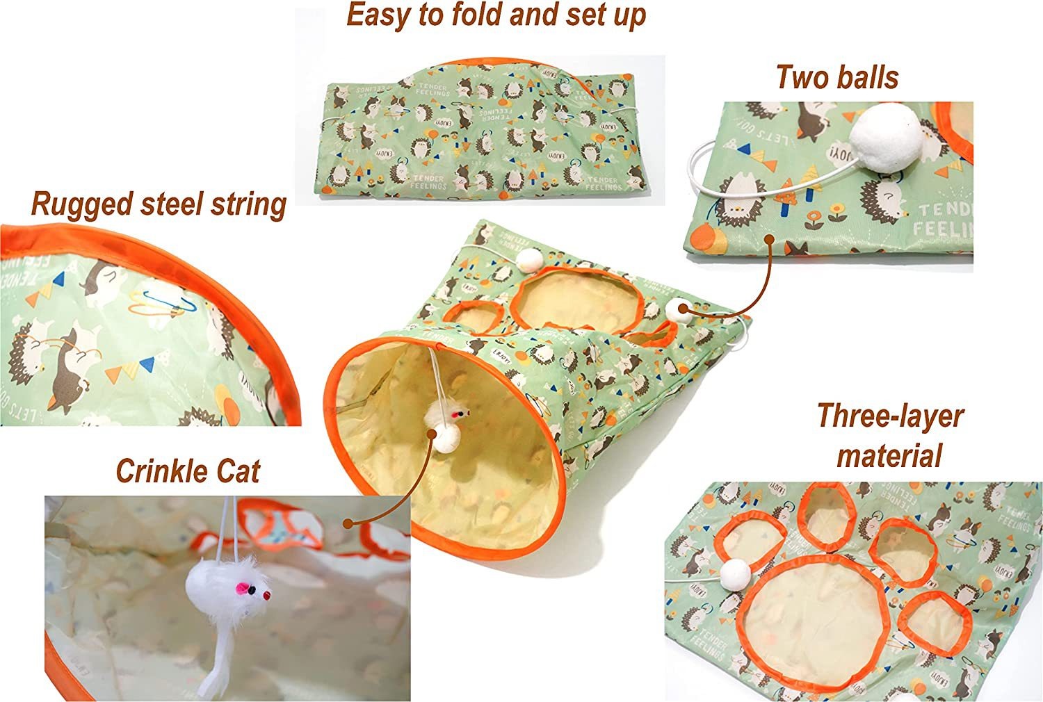 New Cat Drill Bag Cat Tunnel Earth Rolling Dragon With Noise Paper Cat Drill Hole Cat Interactive Play Cat Toy — image 3