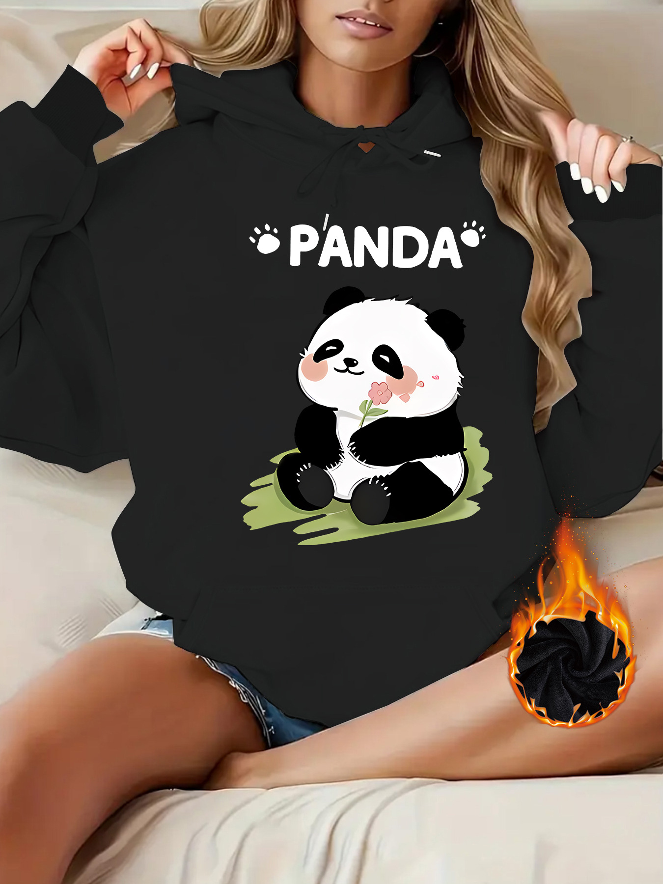 Top hoodie cartoon panda pattern — image 9