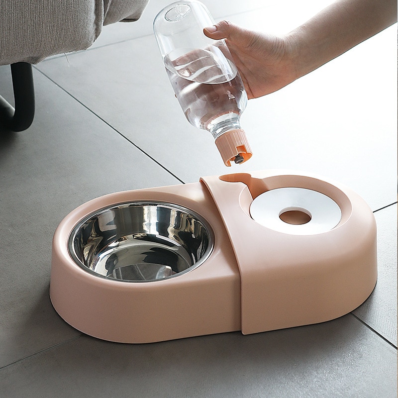 Dogs Cats Bowl and Drinking Fountains with Automatic Water Outlet Anti-overturning Feeders Plastic Feeding Bowl Pet Accessories — image 3