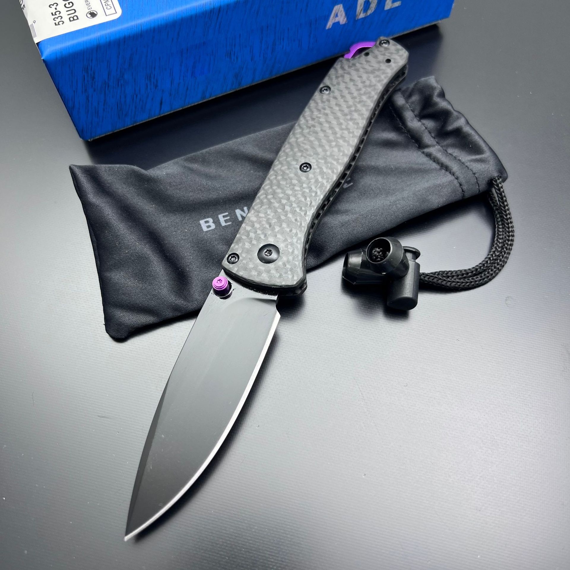 Cuchillo de plegado Butterfly 535533 con mango de fibra de carbono de alta gama para supervivencia al aire libre, utilidad portátil y pesca — imagen 2