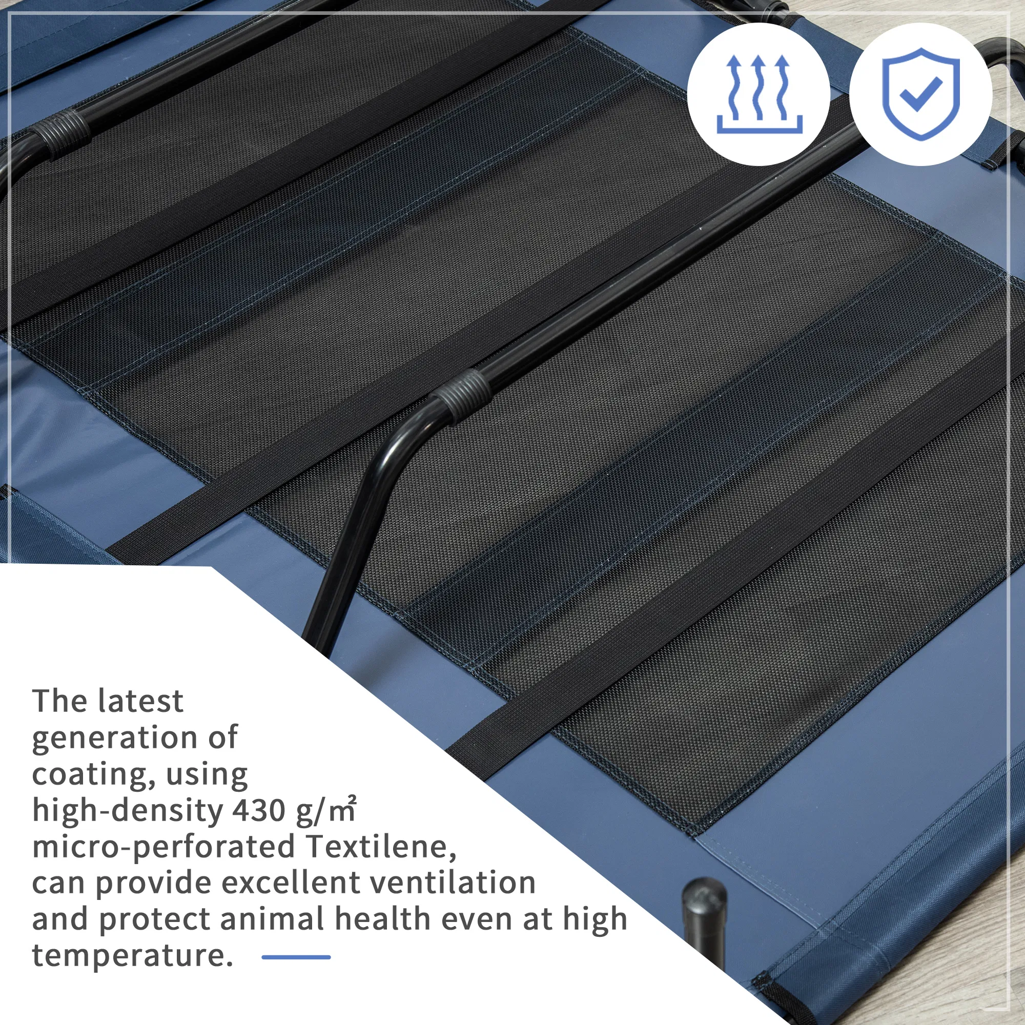 48" X 36" X 9" Elevated Pet Bed with Carrying Bag, Dark Blue — image 3