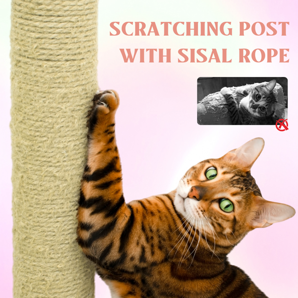 Flower Cat Tree With Large Condo Removable Flower Cushion And Hammock Pink — image 4