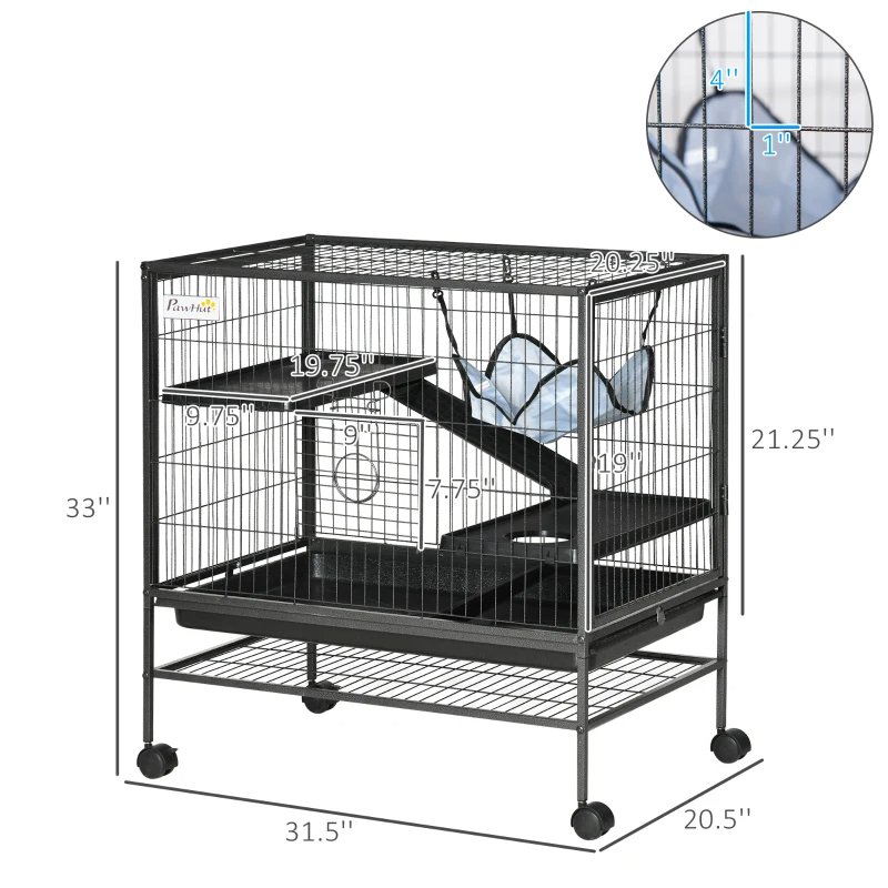 Small Animal Cage With Wheels, Pet Playpen For Rat, Syrian Hamster, Kitten, Ferrets, Chinchillas With Bottom Storage Shelf, Removable Tray, Ramp — image 11