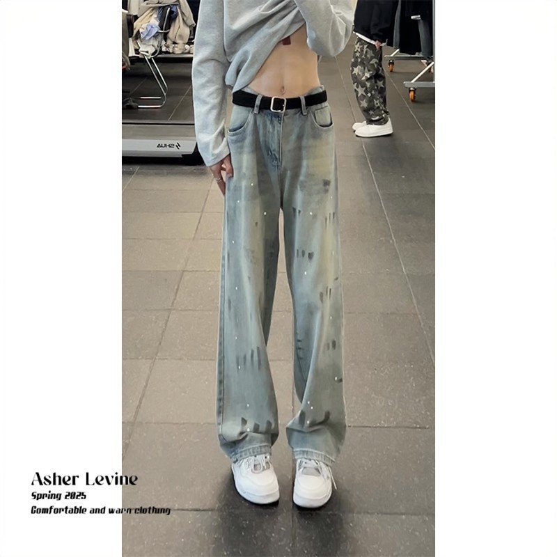 Pantalones de Denim con Huellas de Gato para Hombre - Estilo Relajado Recto — imagen 7