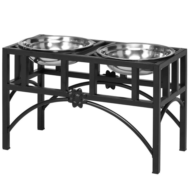 Double Stainless Steel Heavy Duty Dog Food Bowl Elevated Pet Feeding Station — imagen 1