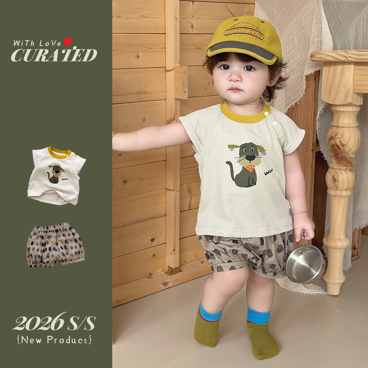 Camiseta de Manga Corta con Estampado de Perro para Bebé, Diseño Estampado Completo, Shorts Cómodos — imagen 4