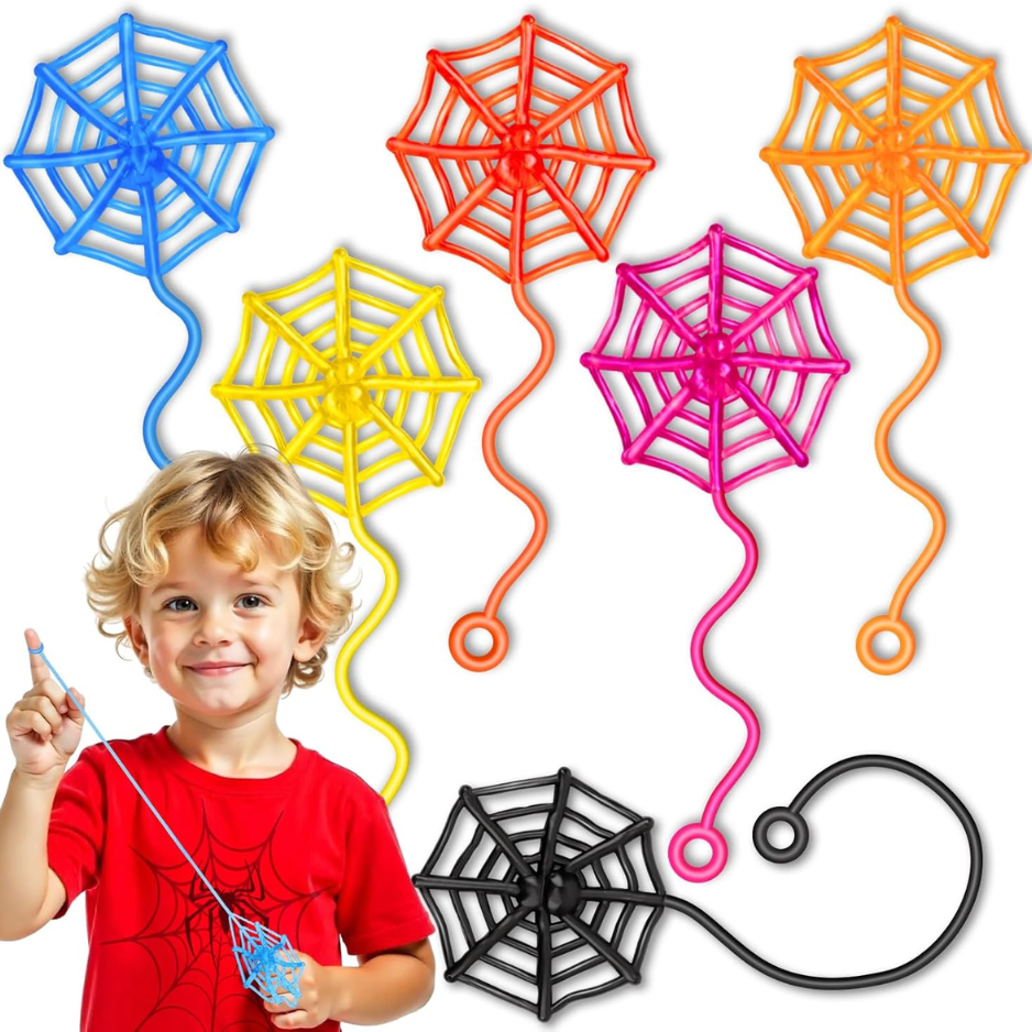 30 Pcs Sticky Spider Web Toys For Kids - Bulk Halloween Party Favors, Classroom Prizes & Goodie Bag Pinata Stuffers — image 1